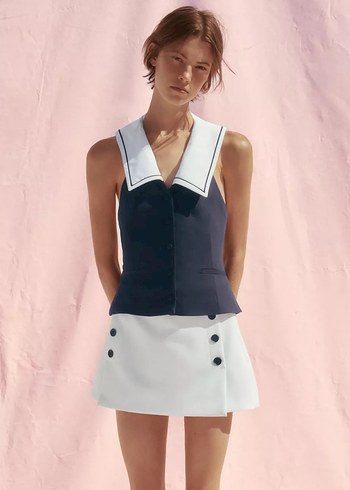 Zara denizci halter yaka biyeli yelek