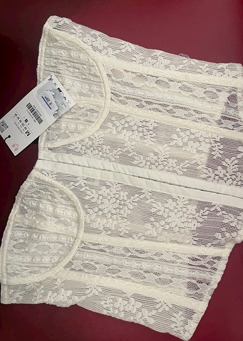 m Beden beyaz Renk Zara y2k tatlı dantelli korse straplez top üst
