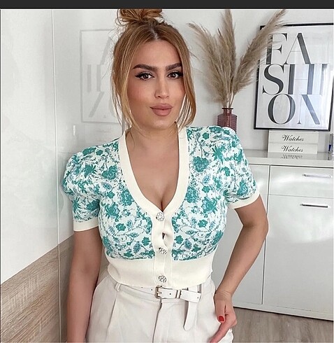 Zara desenli parlak taşlı hırka bluz