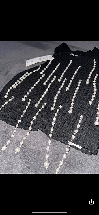 s Beden İncili triko şönil top zara s siyah
