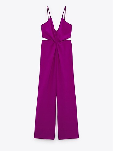 xs Beden mor Renk Cut out dekolte detay tulum elbise zara