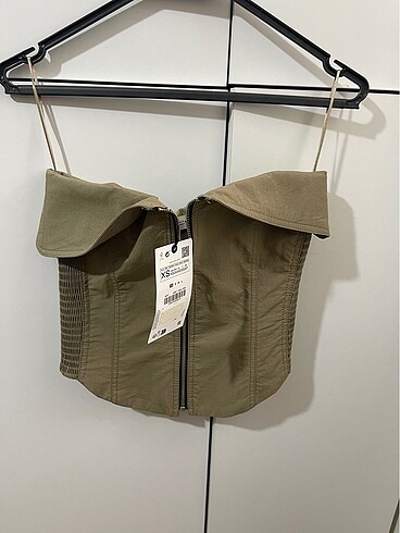 xs Beden camel Renk Zara fermuarlı büstiyer üst