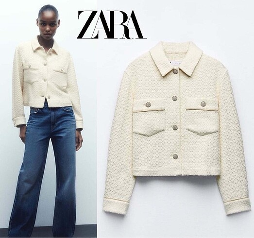 Zara Zara taşlı crop ceket