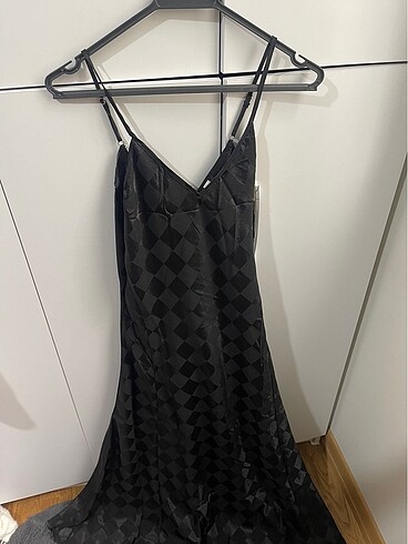 xs Beden Zara model kontrast kareli elbise