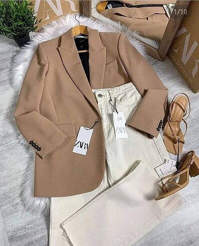 s Beden Zara taba bej klasik blazer ceket