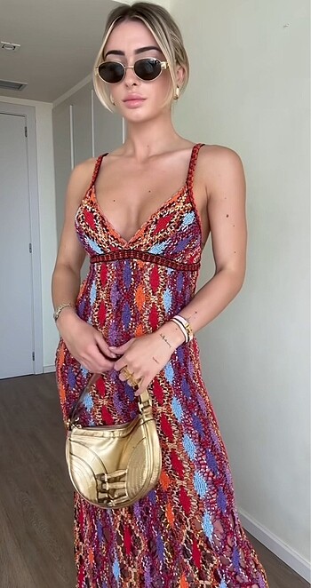 Zara Zara püsküllü triko kroşe elbise