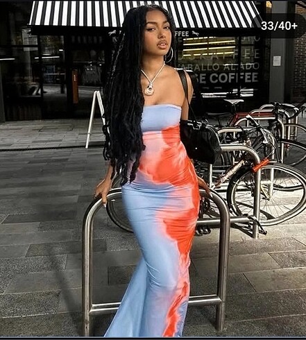 Bershka çiçekli viral straplez elbise