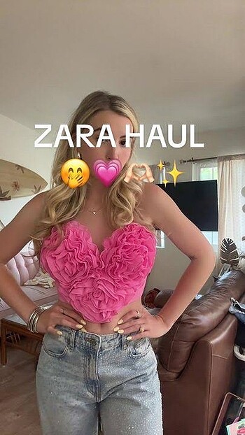 Zara Zara volanlı kalp şeklinde bluz büstiyer