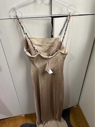 xs Beden Zara desenli saten elbise cava
