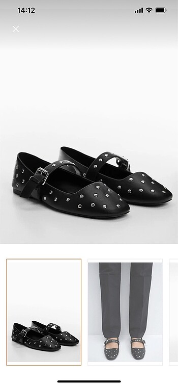 Zara Mango zımbalı taşlı babet
