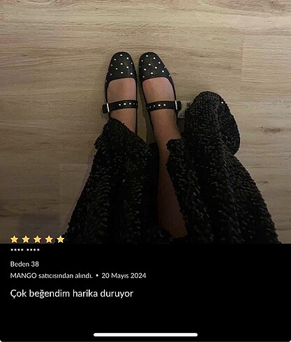 41 Beden siyah Renk Mango zımbalı taşlı babet