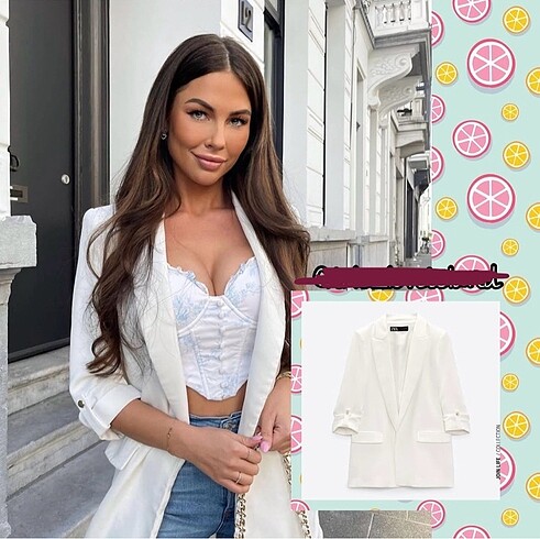 Zara kıvrık kollu blazer ceket