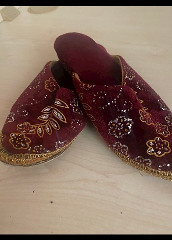 Bordo Nakışlı Süet çocuk Çarık - Görsel 4