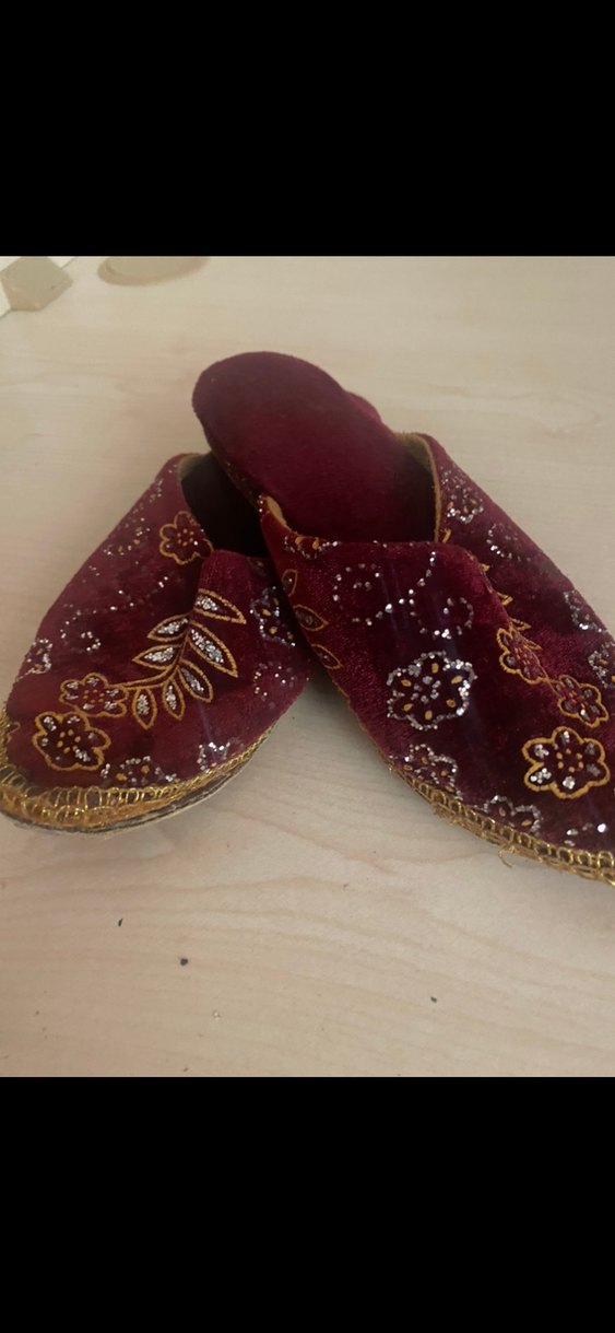 Bordo Nakışlı Süet çocuk Çarık - Görsel 4