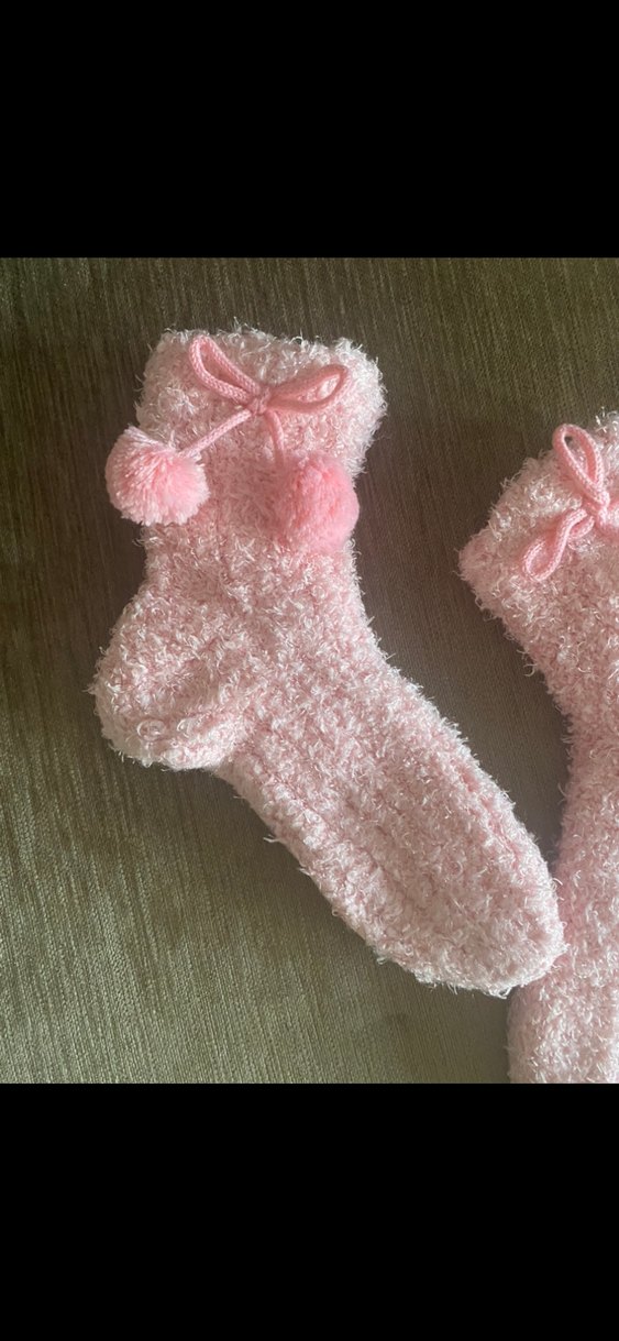 Kız Çocuk Pembe Örgü Sıcak Ev Çorabı - Görsel 2