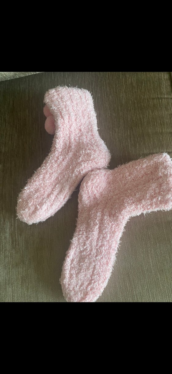 Kız Çocuk Pembe Örgü Sıcak Ev Çorabı - Görsel 3