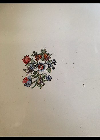 Çiçek Desenli Koyu Kenarlı Beyaz Tepsi - Görsel 2