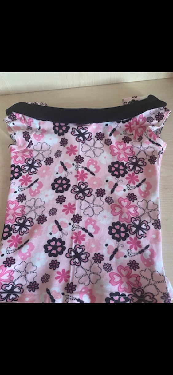 Pembe Çiçek Desenli Kız Tişörtü Dantel Detaylı - Görsel 3