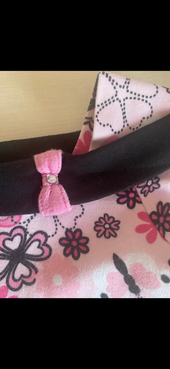 Pembe Çiçek Desenli Kız Tişörtü Dantel Detaylı - Görsel 2