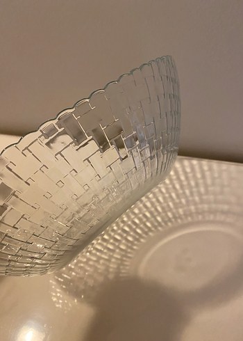 Şeffaf Kare Desenli Cam Tabak - Görsel 3