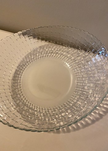 Şeffaf Kare Desenli Cam Tabak - Görsel 2