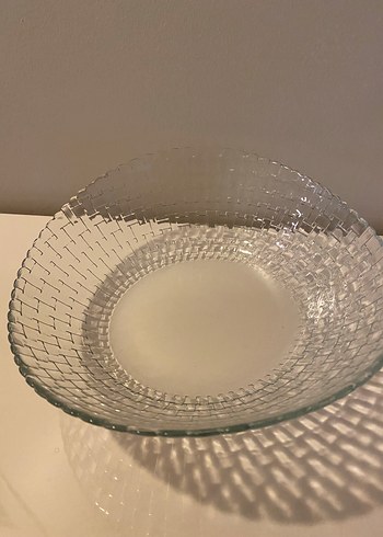 Şeffaf Kare Desenli Cam Tabak - Görsel 4