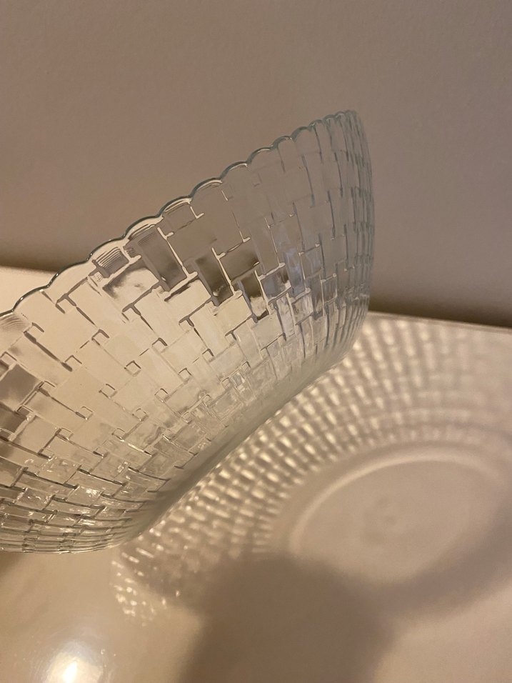 Şeffaf Kare Desenli Cam Tabak - Görsel 3