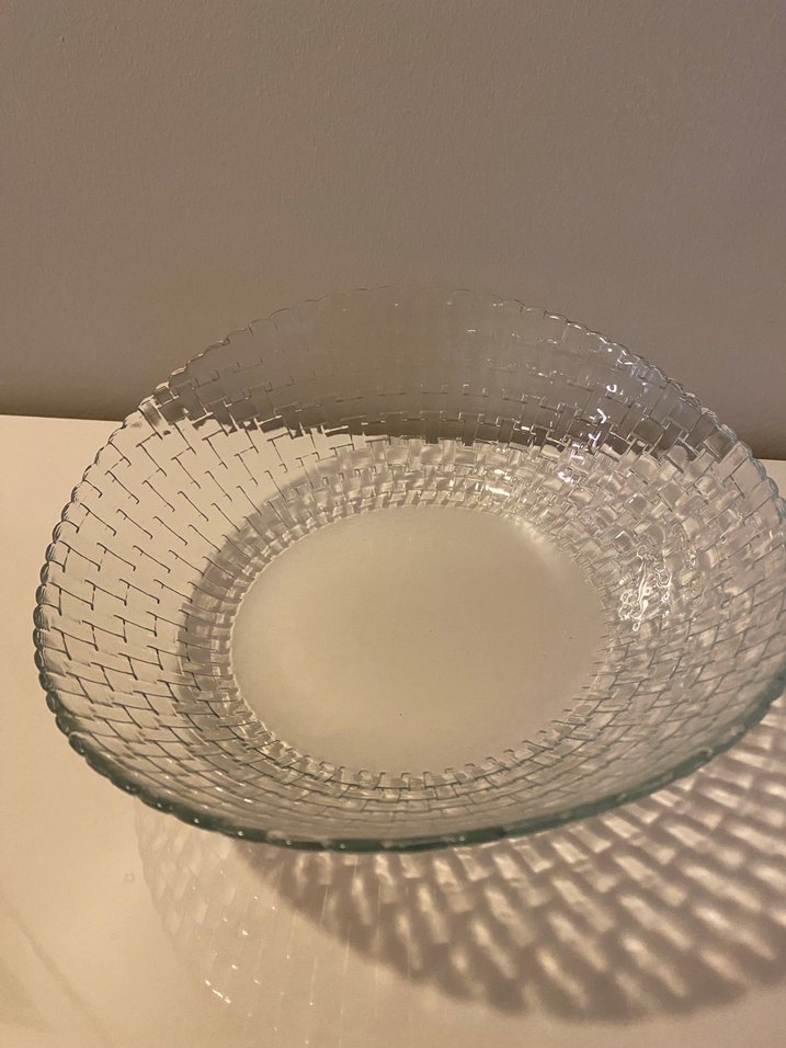 Şeffaf Kare Desenli Cam Tabak - Görsel 4