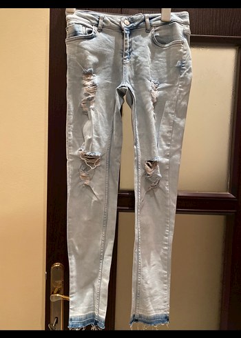 Koton Acik Mavi Koton Yirtik Skinny Jean