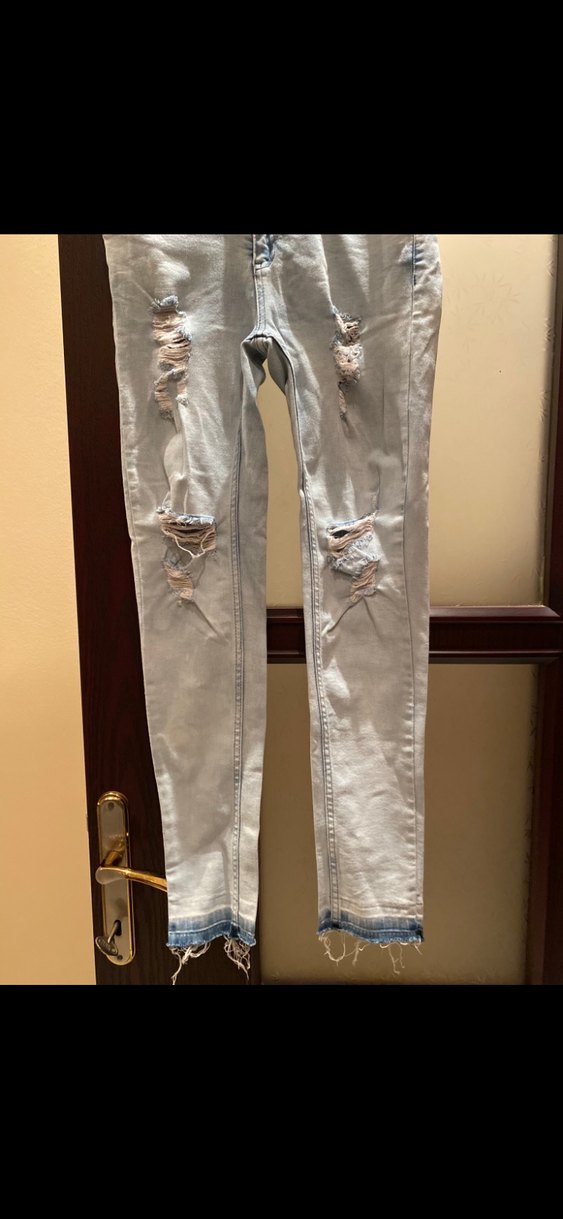 Açık Mavi  Koton Yırtık Skinny Jean — görsel 2/8