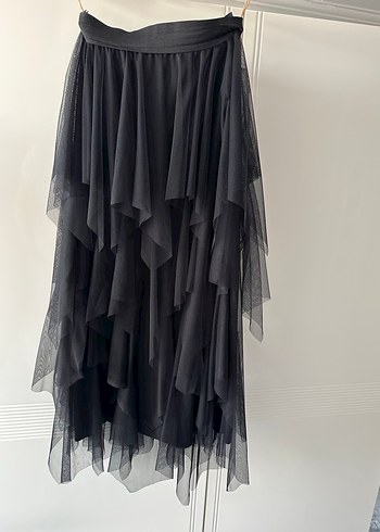 Diğer Siyah Uzun Kat Kat Fırfırlı Gotik Etek