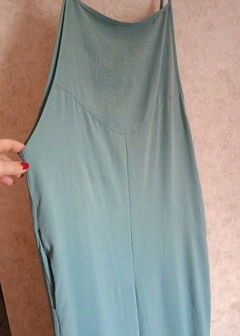 yeşili Kolsuz Yüksek Yakalı Kadın Tulum - Görsel 3