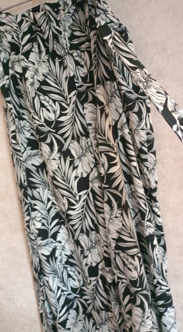 siyah Desenli Bohem Rahat Kesim Kadın Pantolon - Görsel 2