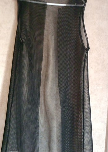 Siyah Uzun V Yaka Dökümlü Kadın Yelek - Görsel 2