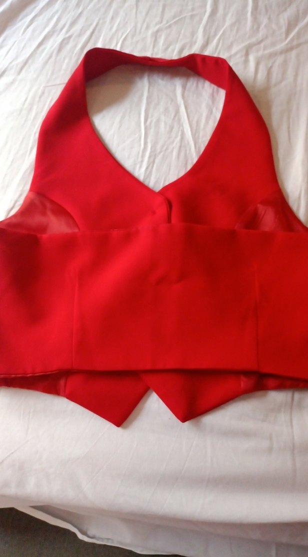 Kırmızı V Yakalı Düğmeli Kadın Yelek - Görsel 3