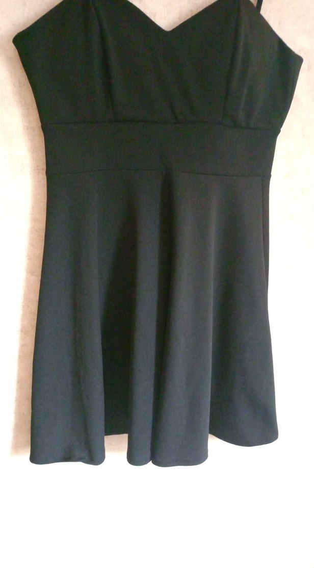 Siyah V Yakalı Midi Elbise - Görsel 2