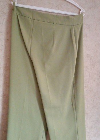 Kadın Haki Pilili Uzun Kumaş Pantolon - Görsel 4