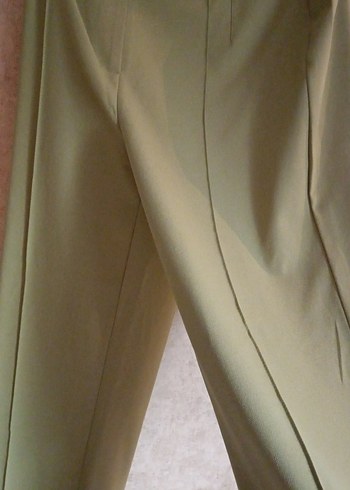 Kadın Haki Pilili Uzun Kumaş Pantolon - Görsel 3