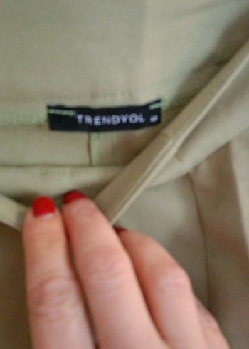 Kadın Haki Pilili Uzun Kumaş Pantolon - Görsel 2