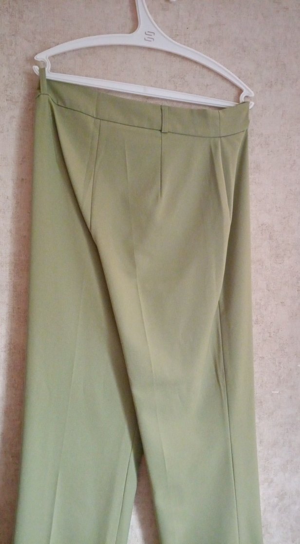 Kadın Haki Pilili Uzun Kumaş Pantolon - Görsel 4