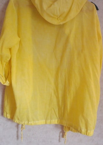 Düğmeli Sarı Kadın keten gömlek - Görsel 2