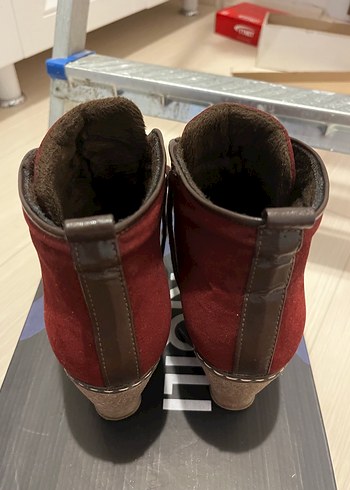 37 Beden bordo Renk Bordo Süet Dolgu Topuklu Kadın Bot