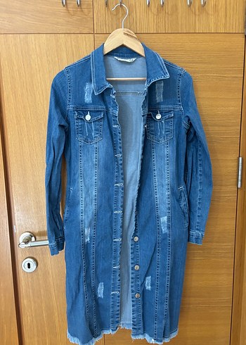 Uzun Mavi Kadın Denim Ceket