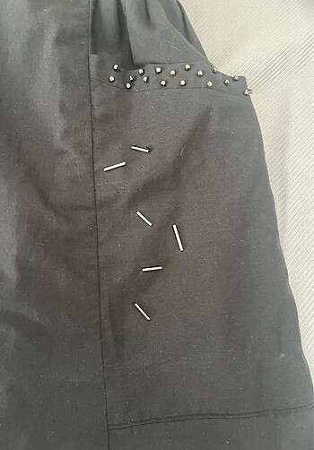 Diğer Kargo kumaş siyah beli lastikli etek