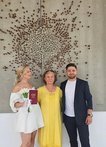 38 Beden beyaz Renk Oleg Cassini Mini Gelinlik