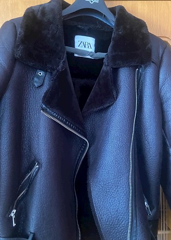Kürklü Siyah Deri Biker Ceket