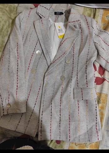 Trendyol & Milla Cizgili Gri Cocuk Blazer Ceket