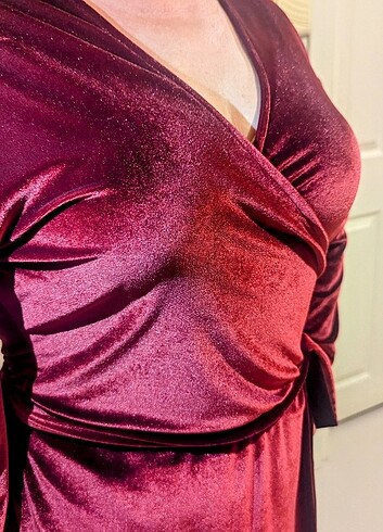 Kırmızı kadife elbise Yeni yıl ve davetlerde - Görsel 4