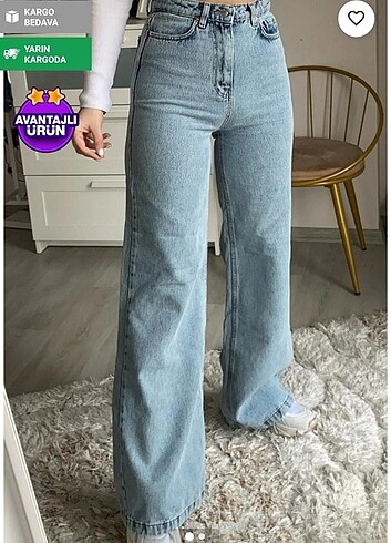 Likralı bol paça yüksek bel pantolon
