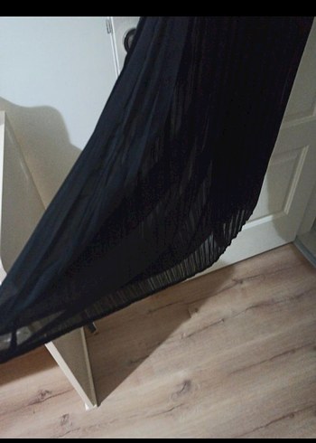 Kemer Detaylı Siyah Uzun Kadın Elbise şifon astar - Görsel 7